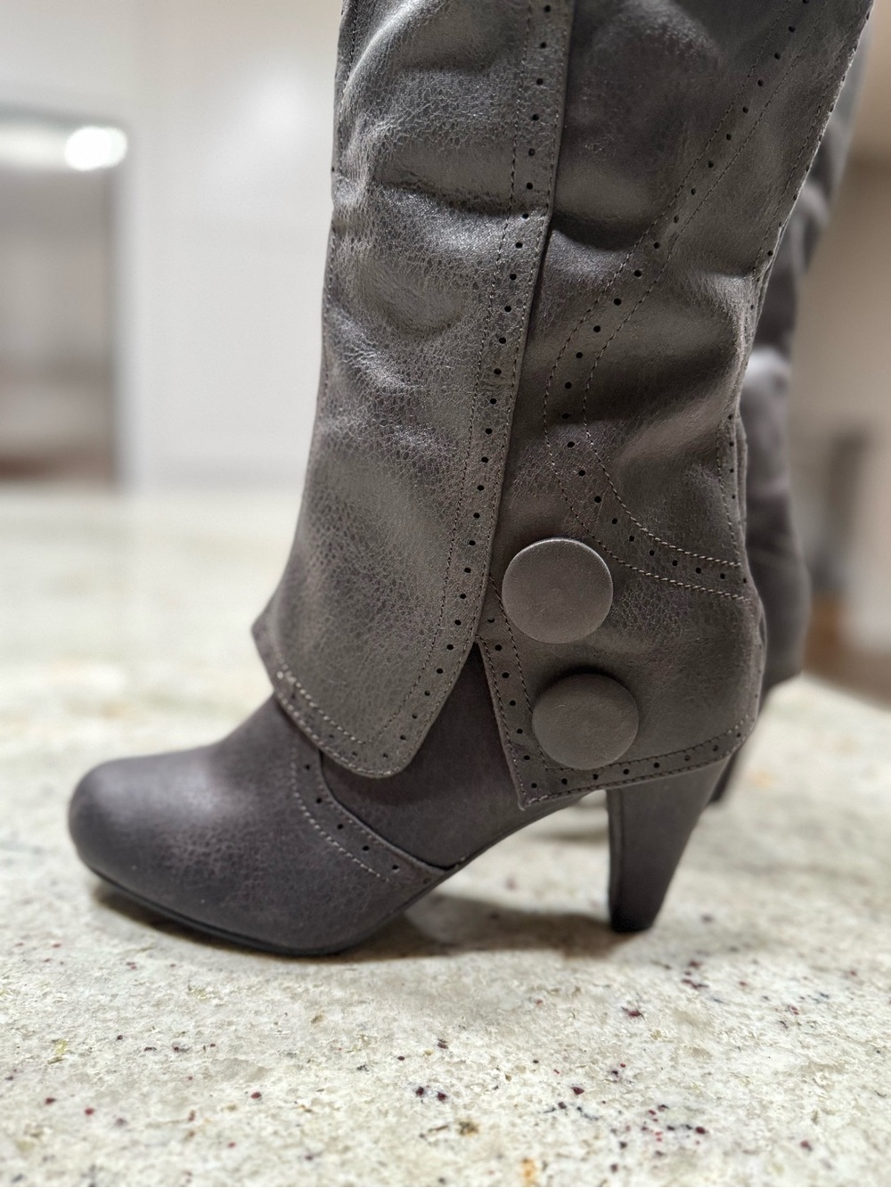 Not Rated “B Dad” Heeled Boots In Charcoal (NWOT) - Picture 8 of 13